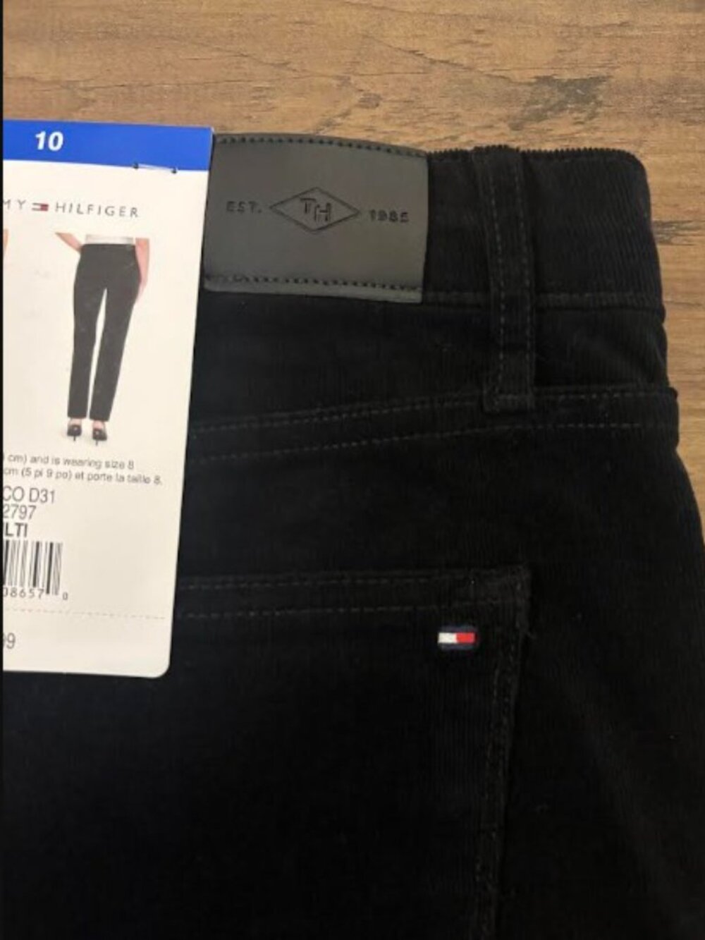 Tommy Hilfiger Corduroy Straight Leg Stretch Trousers Black